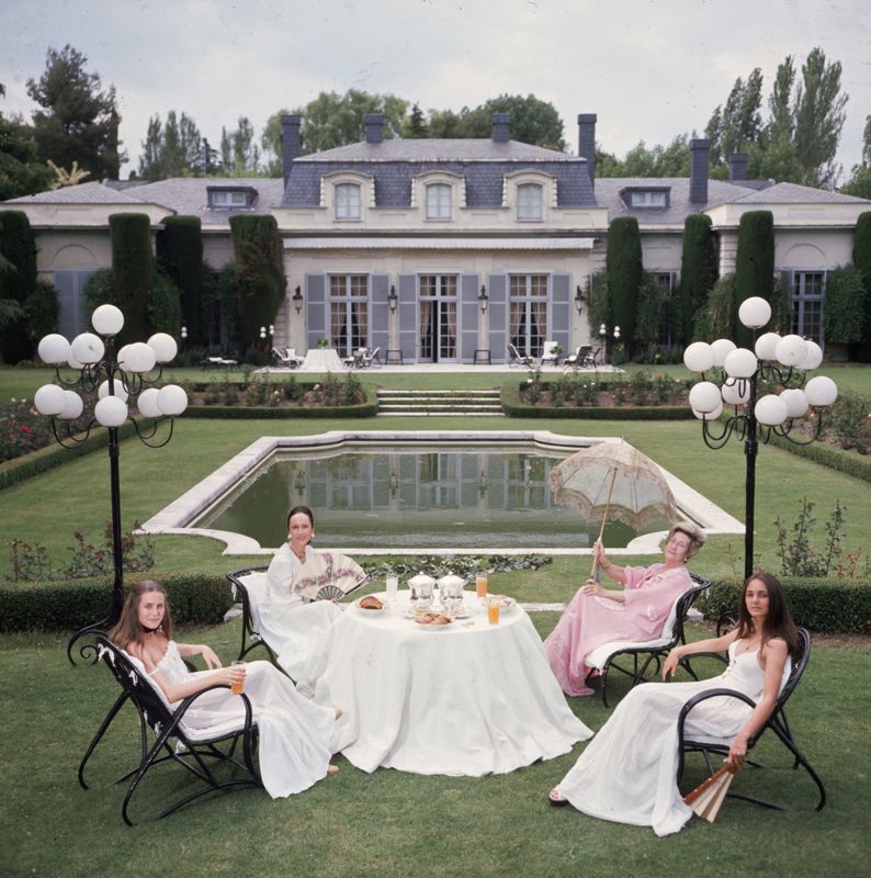Slim Aarons 'The Romanones' 1976 C Type Print Framed In White photo furniture