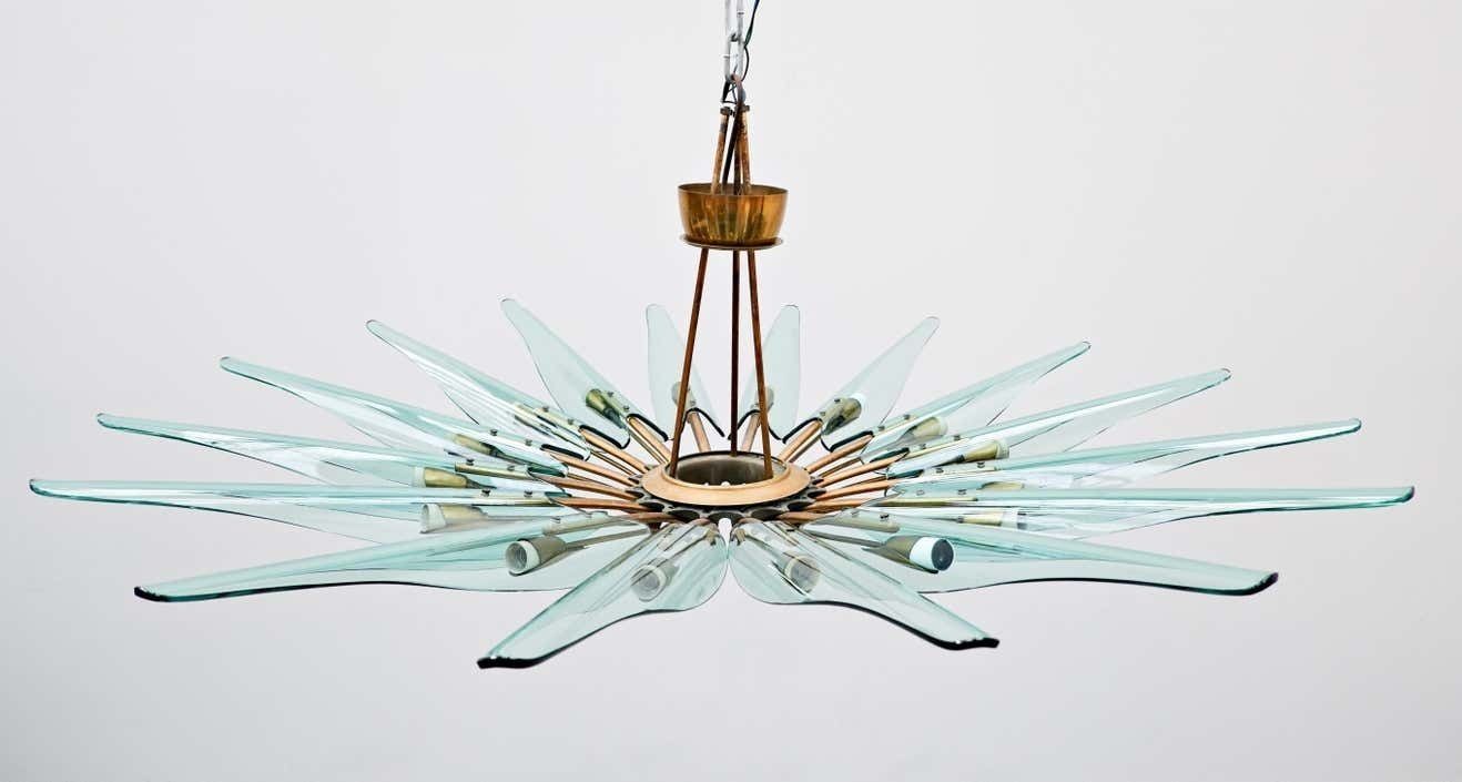 Dahlia Chandelier Mod. 1563 A By Max Ingrand For Fontana Arte, Italy, 1950 photo vintage