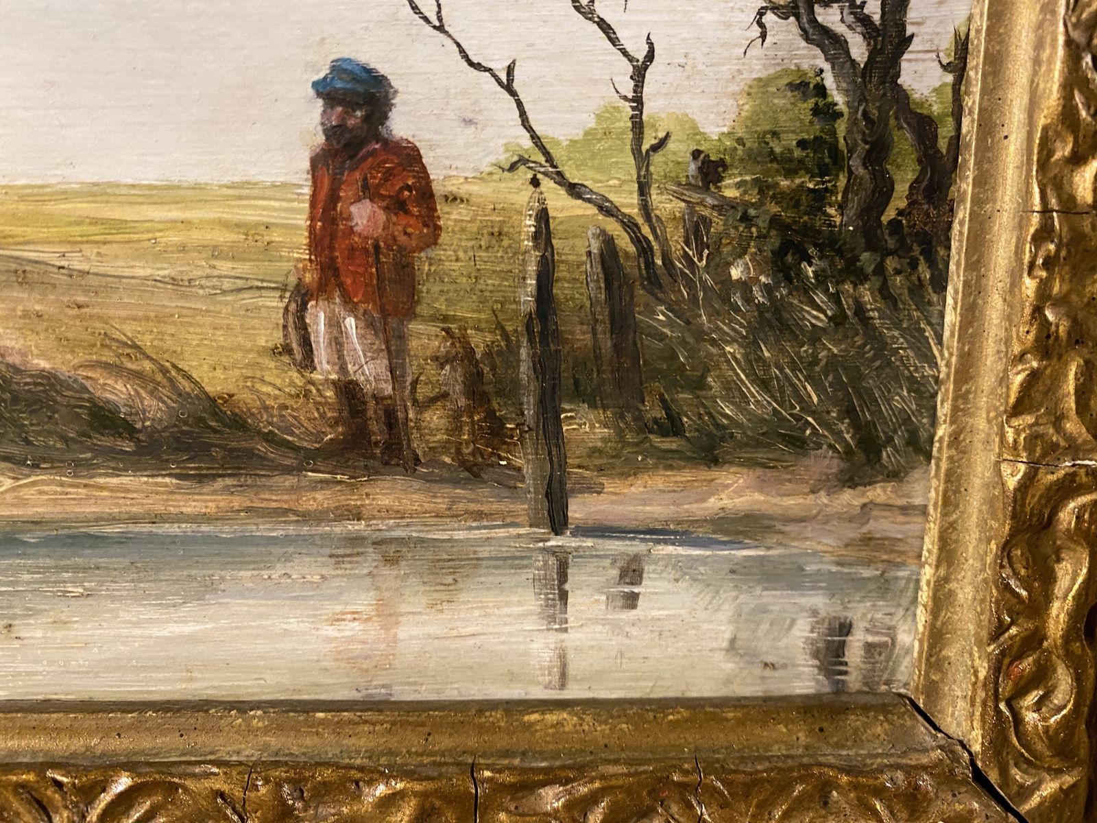 Oil Painting   19th Century Landscape Ruined Castle Gateway photo furniture