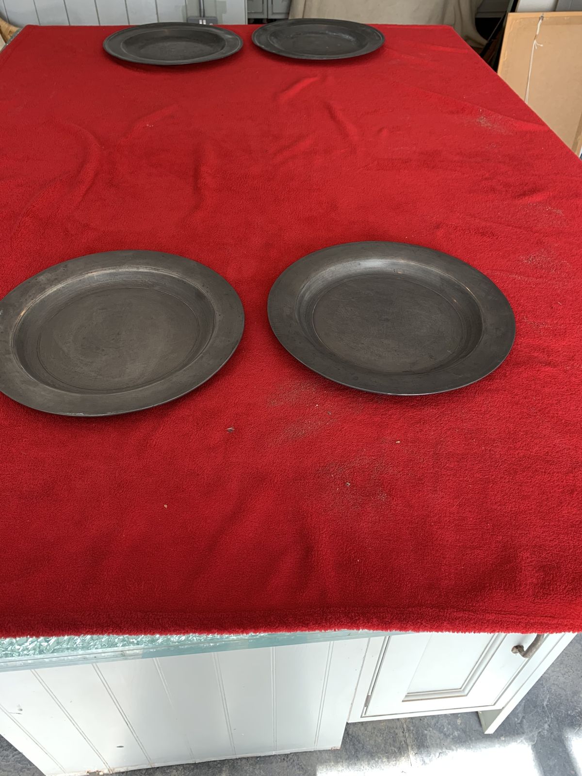 Antique Pair Of Pewter Plates /Chargers