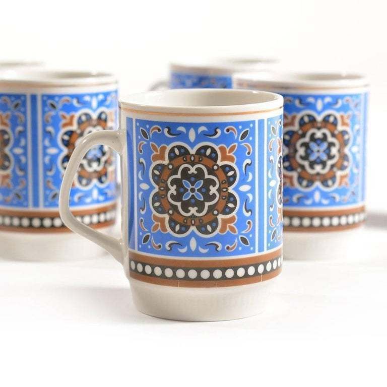Set Of Six Original Midcentury Porcelaine Mugs, Circa 1960 photo Home Decor