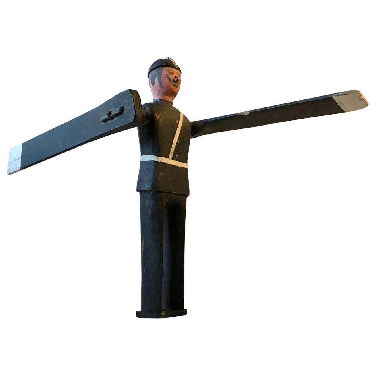 Handmade Wooden Whirligig Officer, European Folk Art, 1950s photo furniture