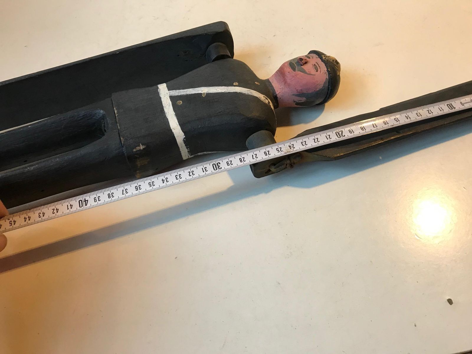 photo vinterior Handmade Wooden Whirligig Officer, European Folk Art, 1950s