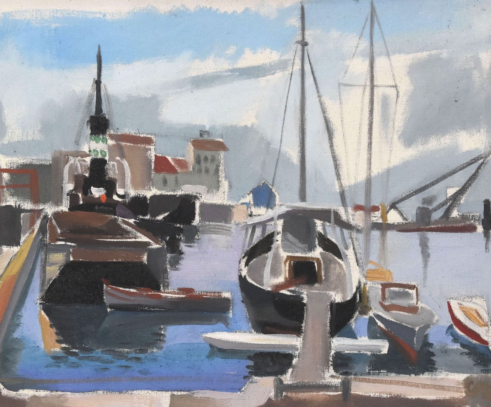 Oil Painting On Marine Canvas In The Twentieth Port photo for sale