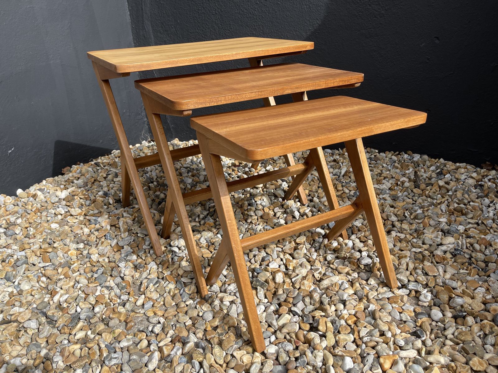 Mid Century Swedish Bengt Ruda Scissor Leg Z Leg Tables photo for sale