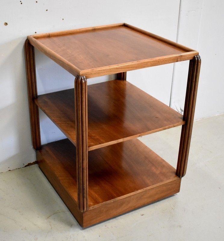 Walnut Serving Table On Wheels, Art Deco Style Early 20th Century photo furniture