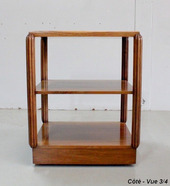 photo vinterior Walnut Serving Table On Wheels, Art Deco Style Early 20th Century