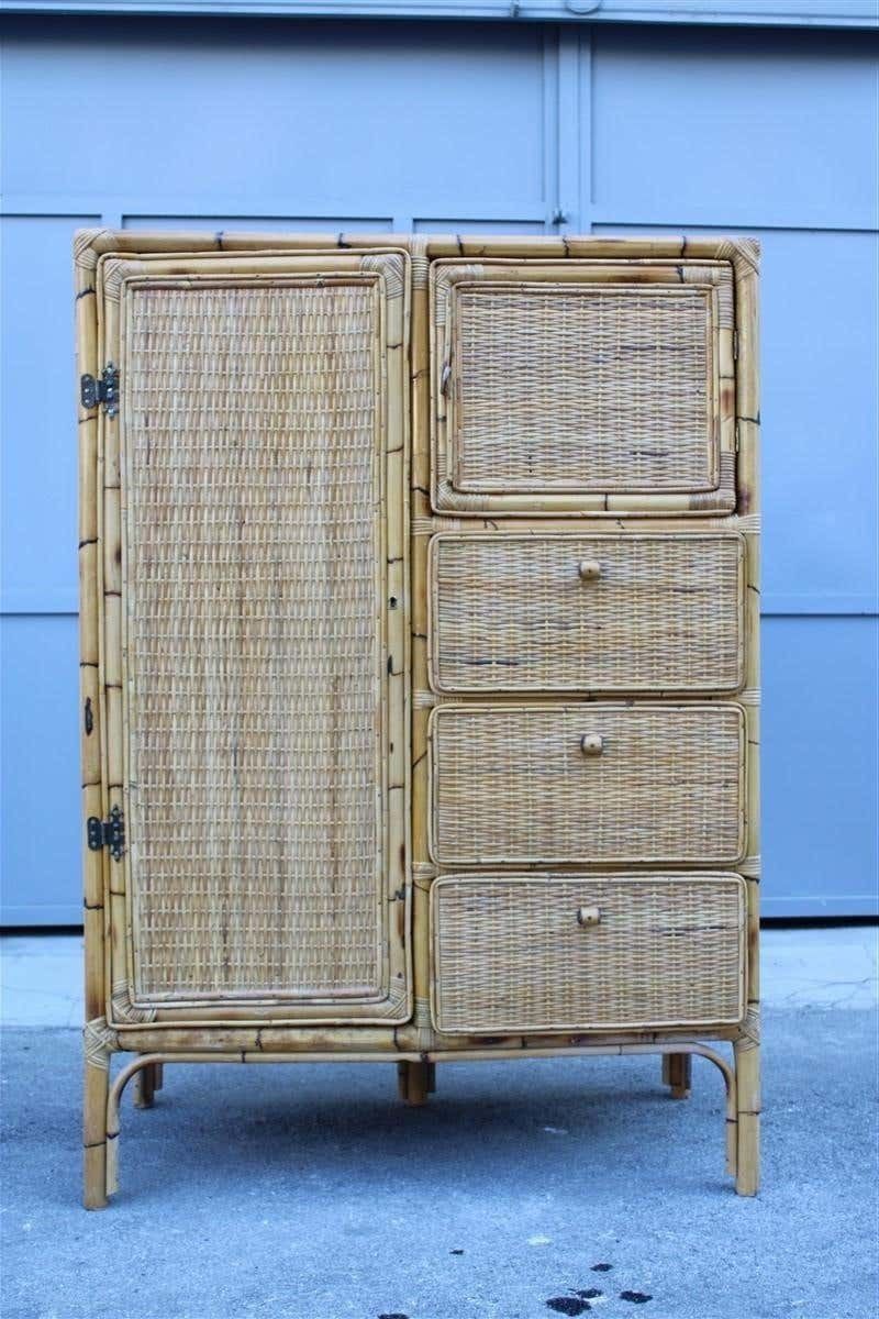 Naturalist Cabinet Wardrobe Bamboo Mid Century Italian Design Drawers And Doors photo furniture