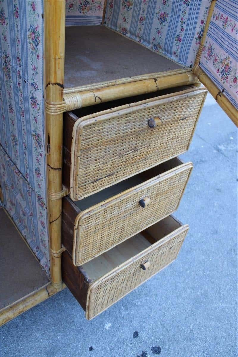 Naturalist Cabinet Wardrobe Bamboo Mid Century Italian Design Drawers And Doors photo vinterior