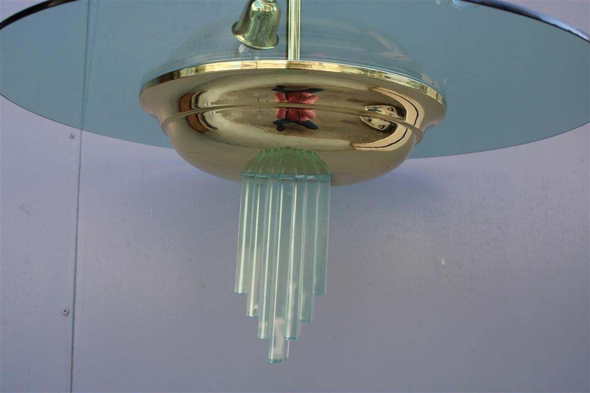 Jean Perzel French Mid Century Chandelier Brass And Glass 1950s Gold Crystal photo buy