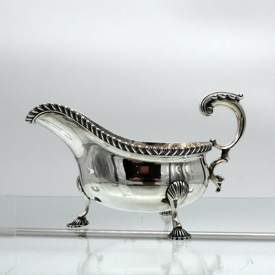 Antique George V Sterling Silver Pair Sauceboats London 1914 Lionel Alfred Crichton photo Home Decor