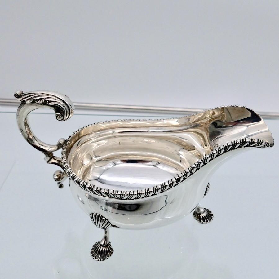 Antique George V Sterling Silver Pair Sauceboats London 1914 Lionel Alfred Crichton photo vinterior