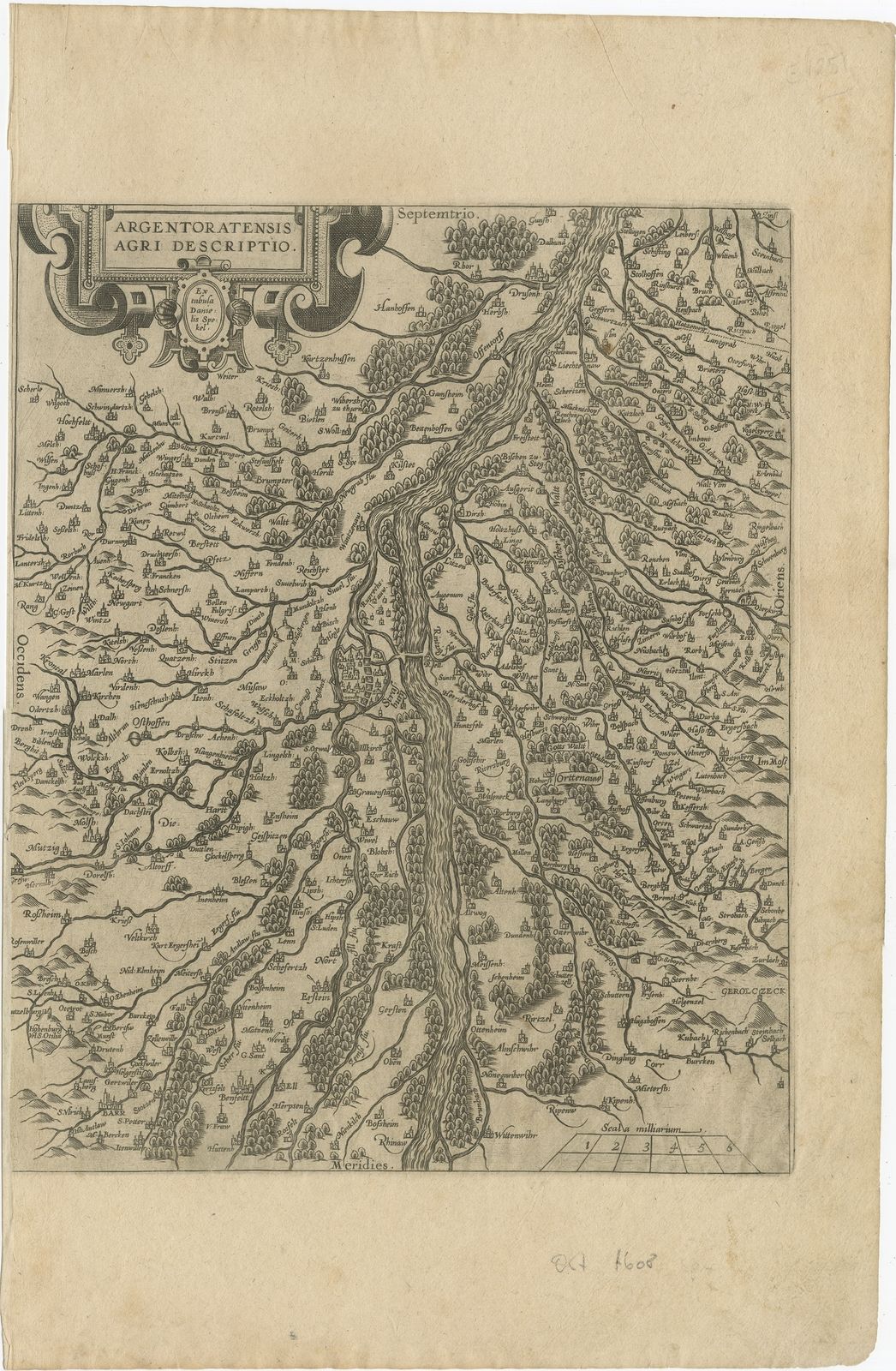 Antique Map Of The Rhine Near Strasbourg By Ortelius (1608)