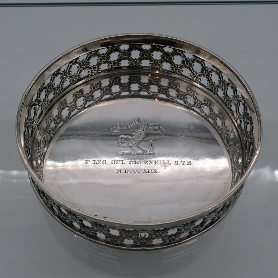 Early 19th Century Antique George IV Sterling Silver Wine Coaster London 1824 Benjamin Smith Iii photo vinterior