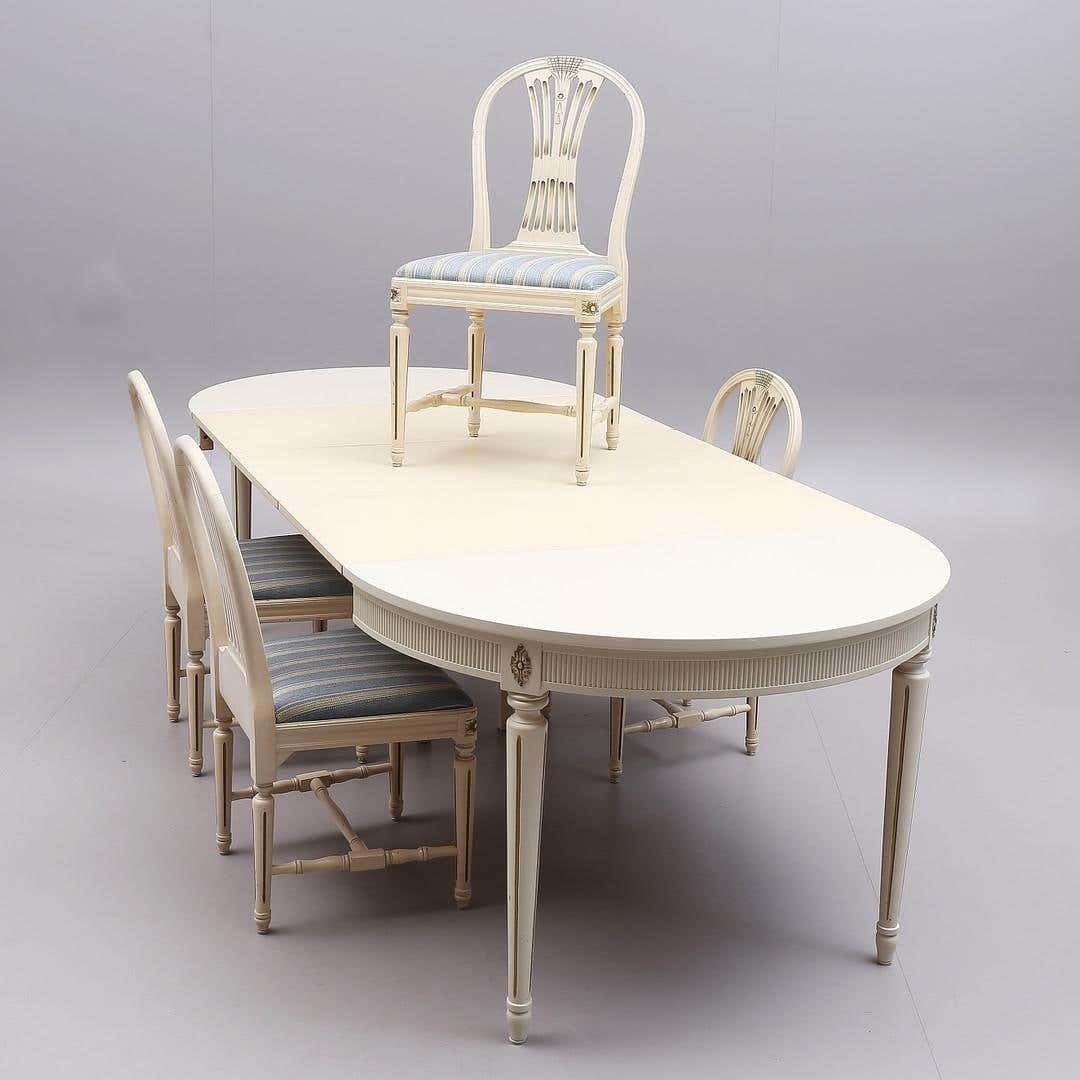 Swedish Gustavian Axet Dining Chairs Grey Green Set Of 4, 20th Century photo 2200.0