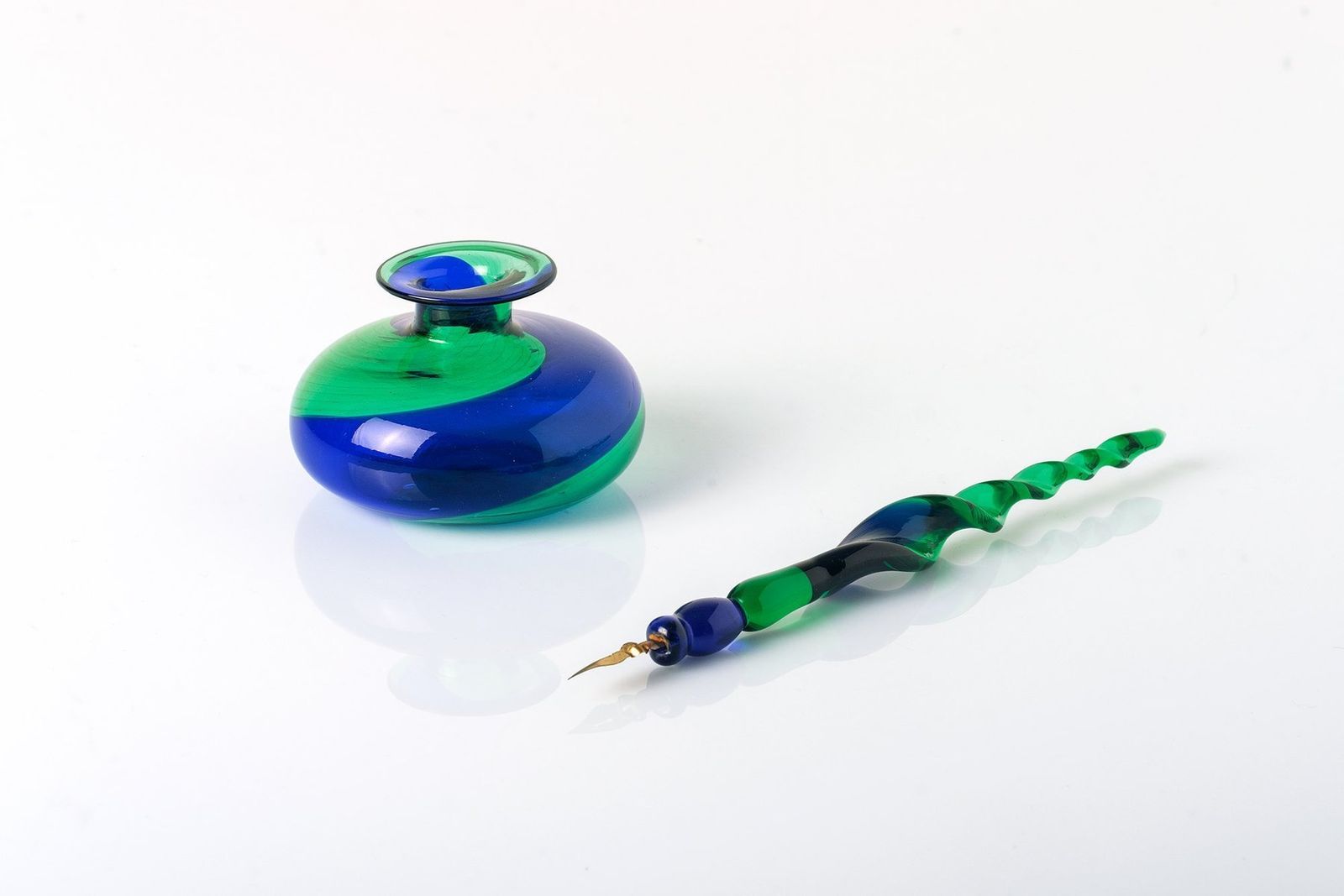 Mid Century Italian Murano Glass Inkwell From Venini photo for sale
