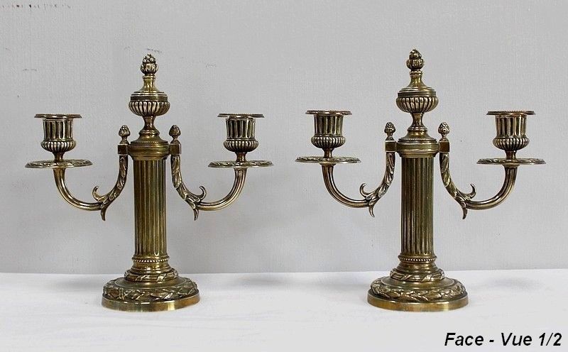 1060.9 Pair Of Bronze Candlesticks, Louis XVI Style    2nd Half Of The 19th Century photo