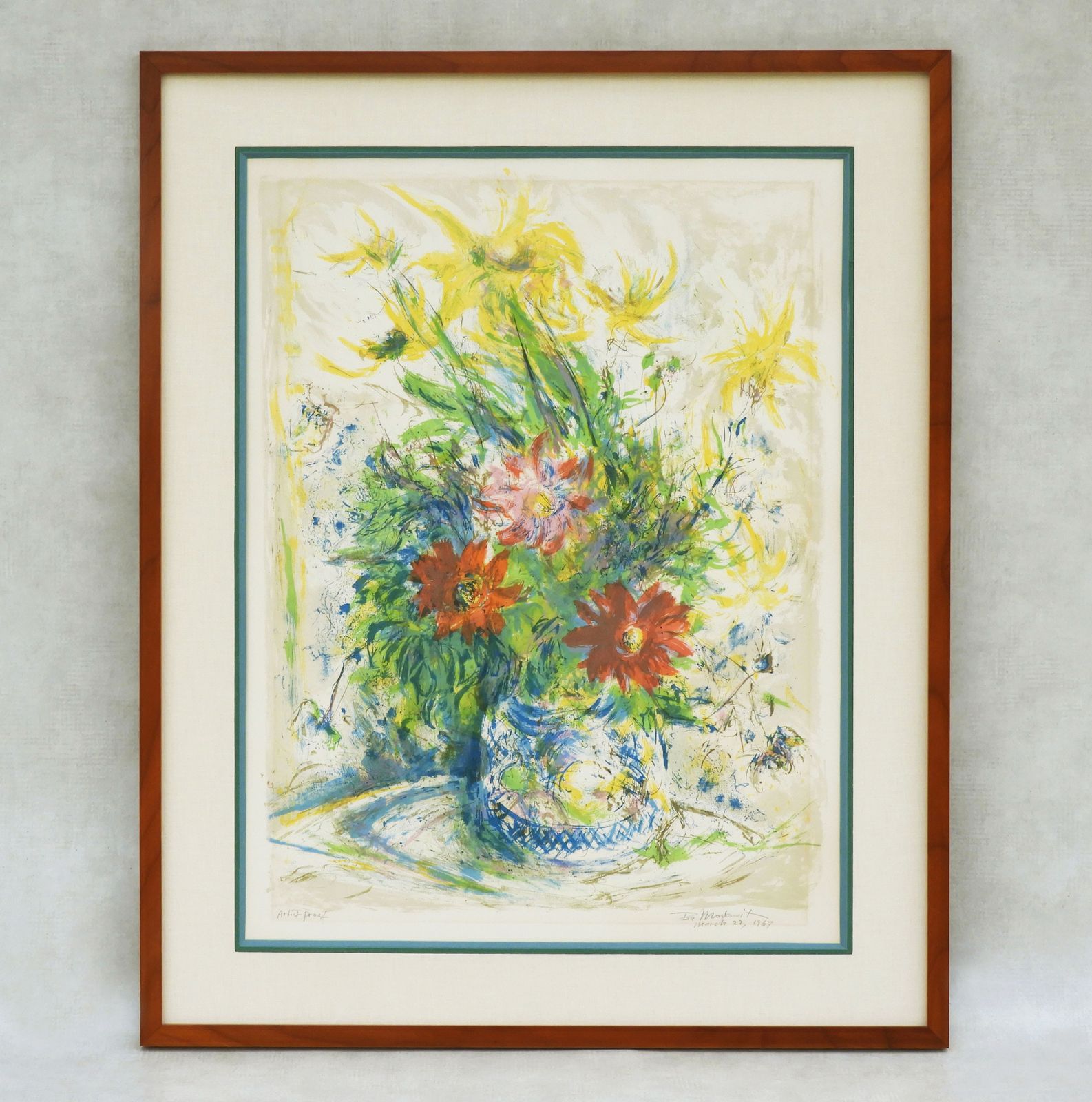 'Floral Still Life' 1967 Signed By Ira Moskowitz (1912 2001) Large Original Lithograph Print photo buy