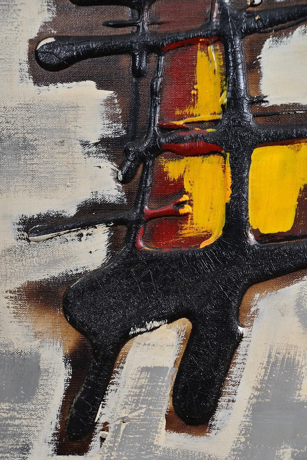 Midcentury Abstract Art Acrylic Oil On Canvas Painting Artwork 1960s 1970s photo buy