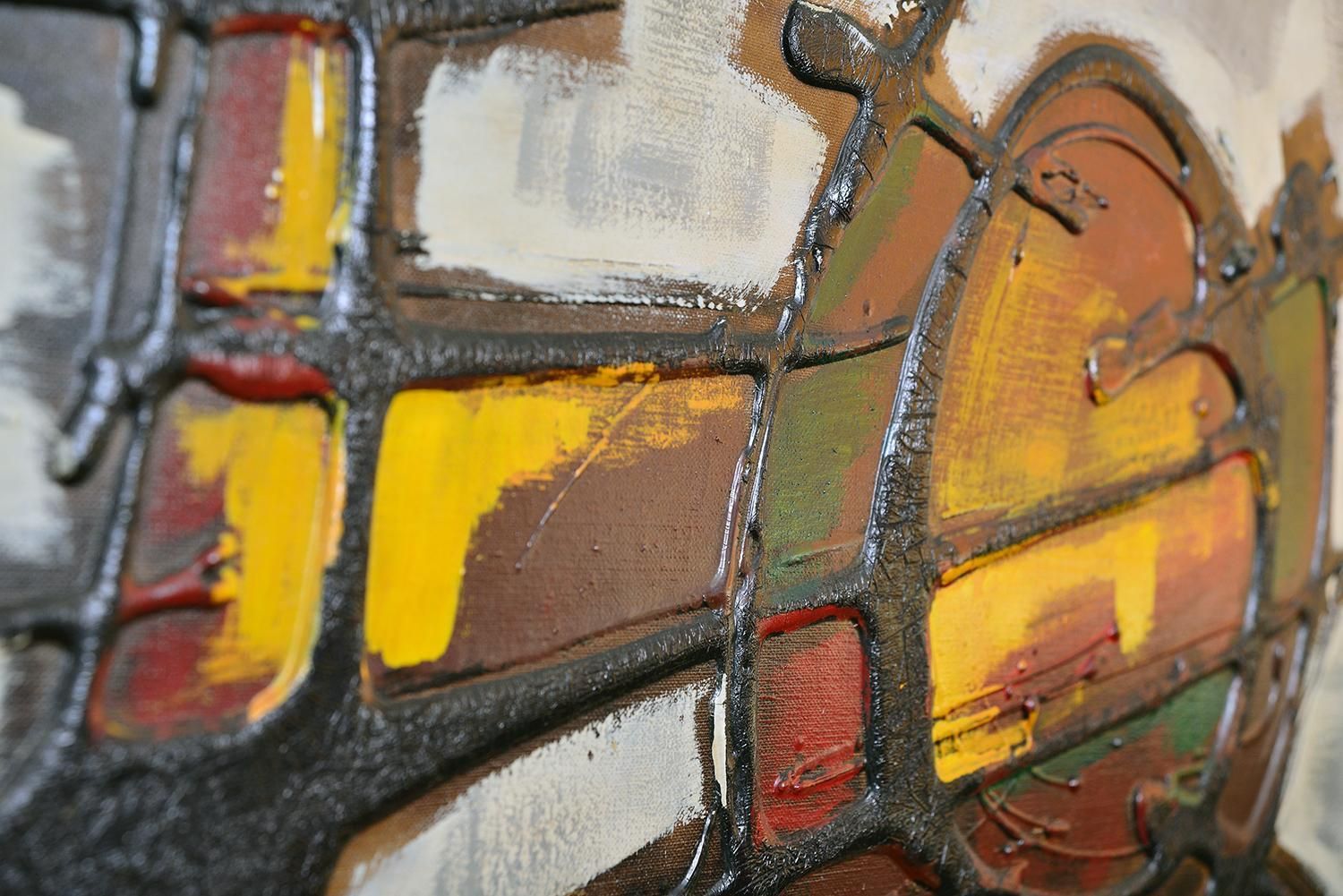 Midcentury Abstract Art Acrylic Oil On Canvas Painting Artwork 1960s 1970s photo vintage