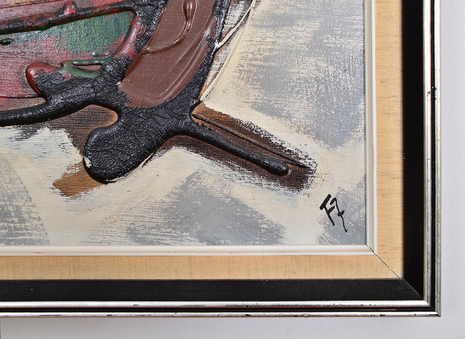 photo furniture Midcentury Abstract Art Acrylic Oil On Canvas Painting Artwork 1960s 1970s