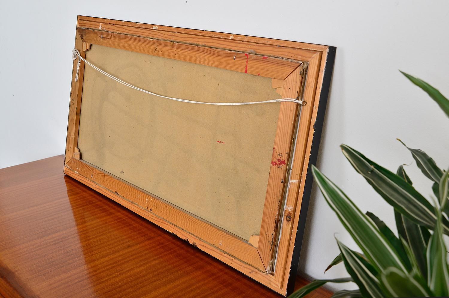 Art Midcentury Abstract Art Acrylic Oil On Canvas Painting Artwork 1960s 1970s photo