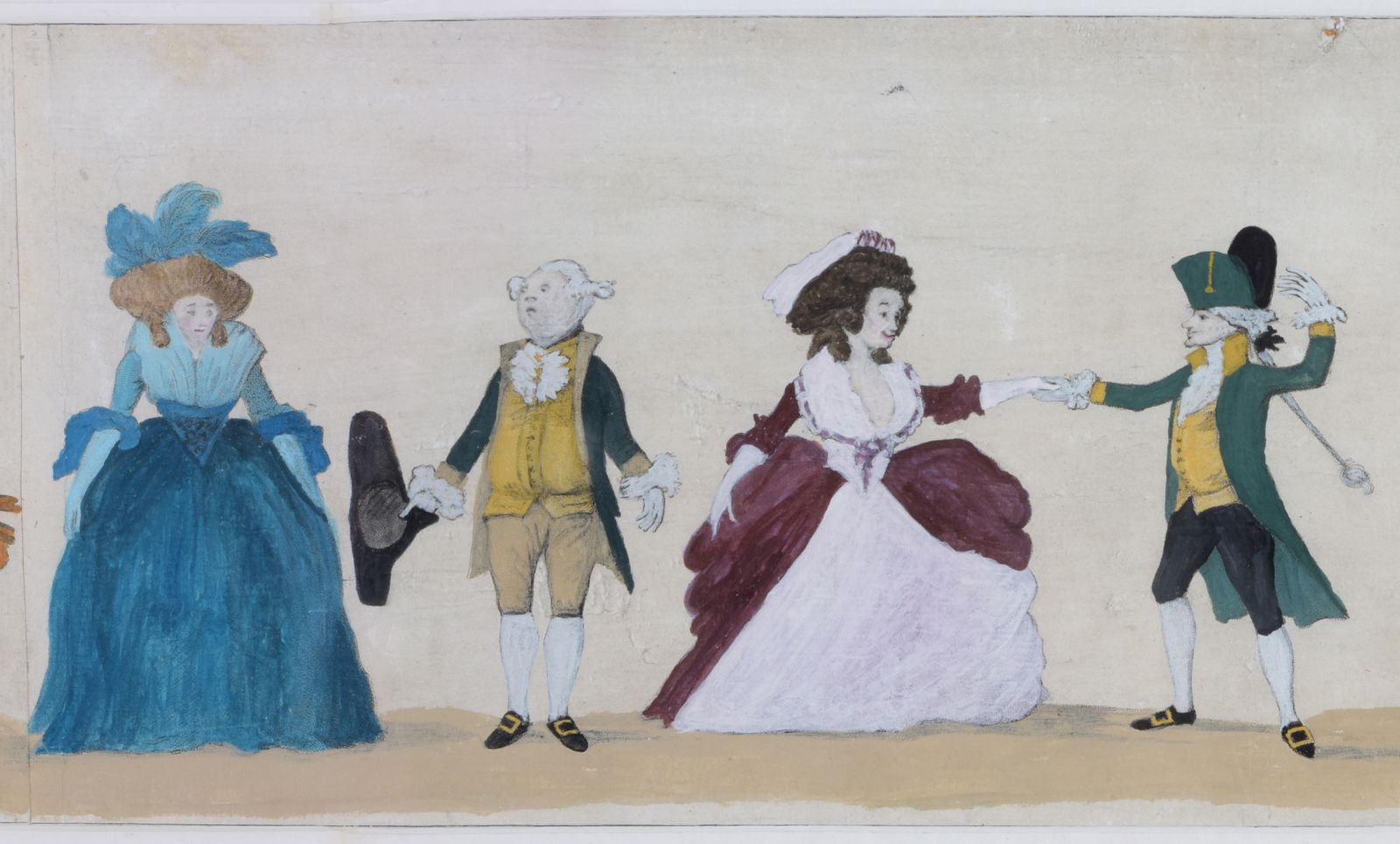 George III Period Long Engraving “A Long Minuet As Danced At Bath” By Henry William Bunbury