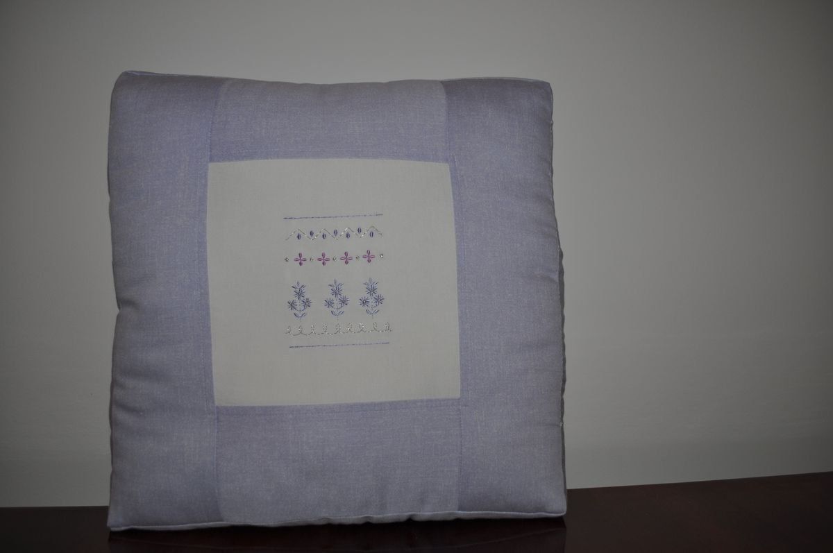 Vintage Lavender Patterned Cushion photo for sale