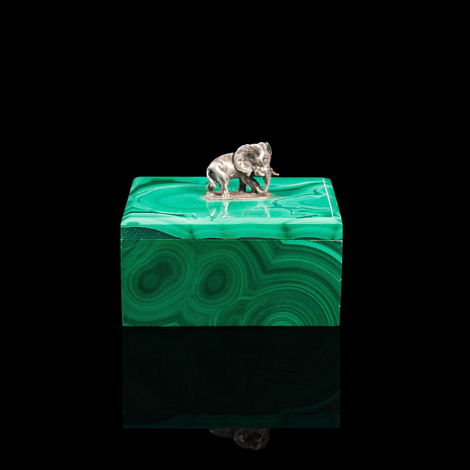 Small Antique Trinket Box, English, Malachite, Silver, Decorative, C1850 photo vinterior