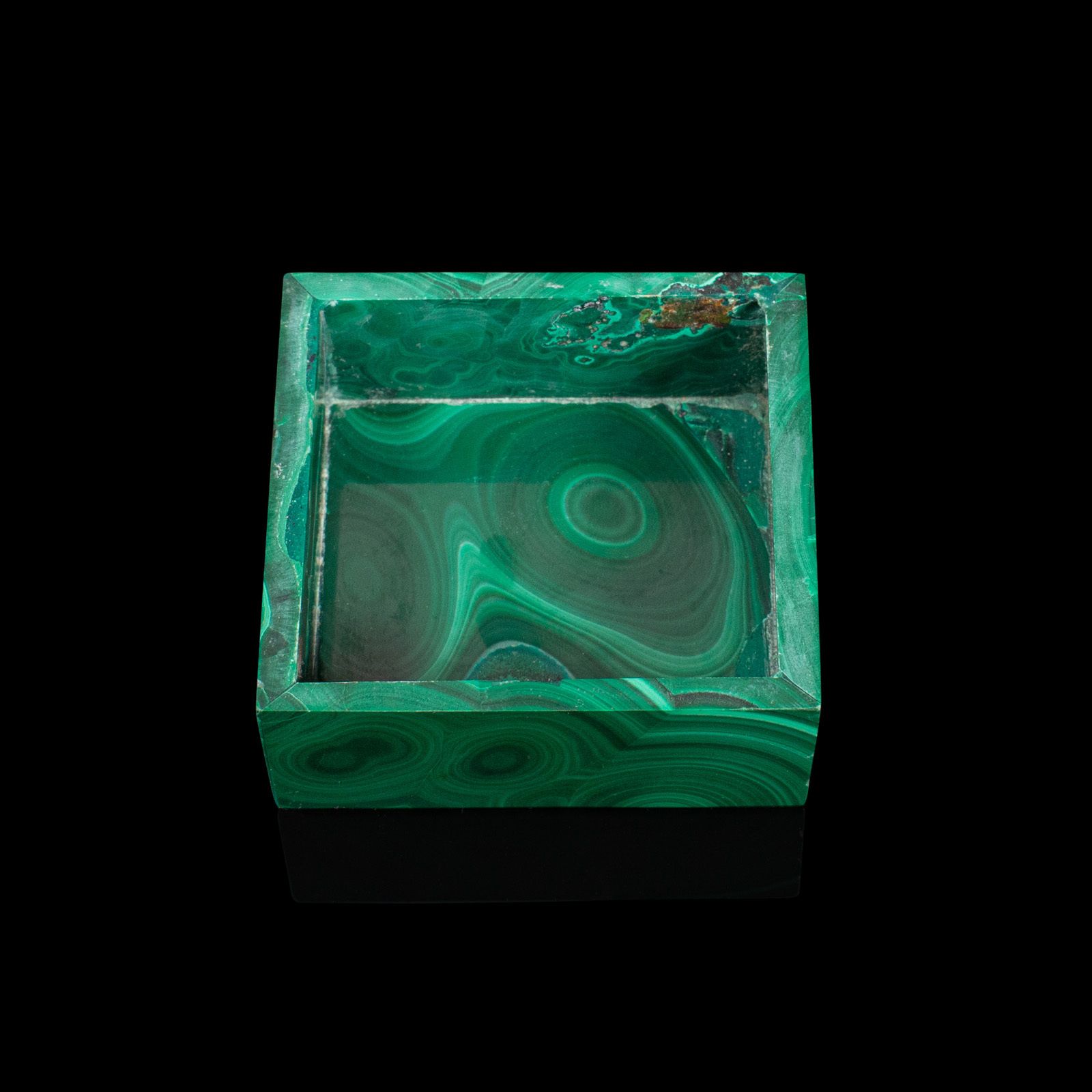 1675.0 Small Antique Trinket Box, English, Malachite, Silver, Decorative, C1850 photo