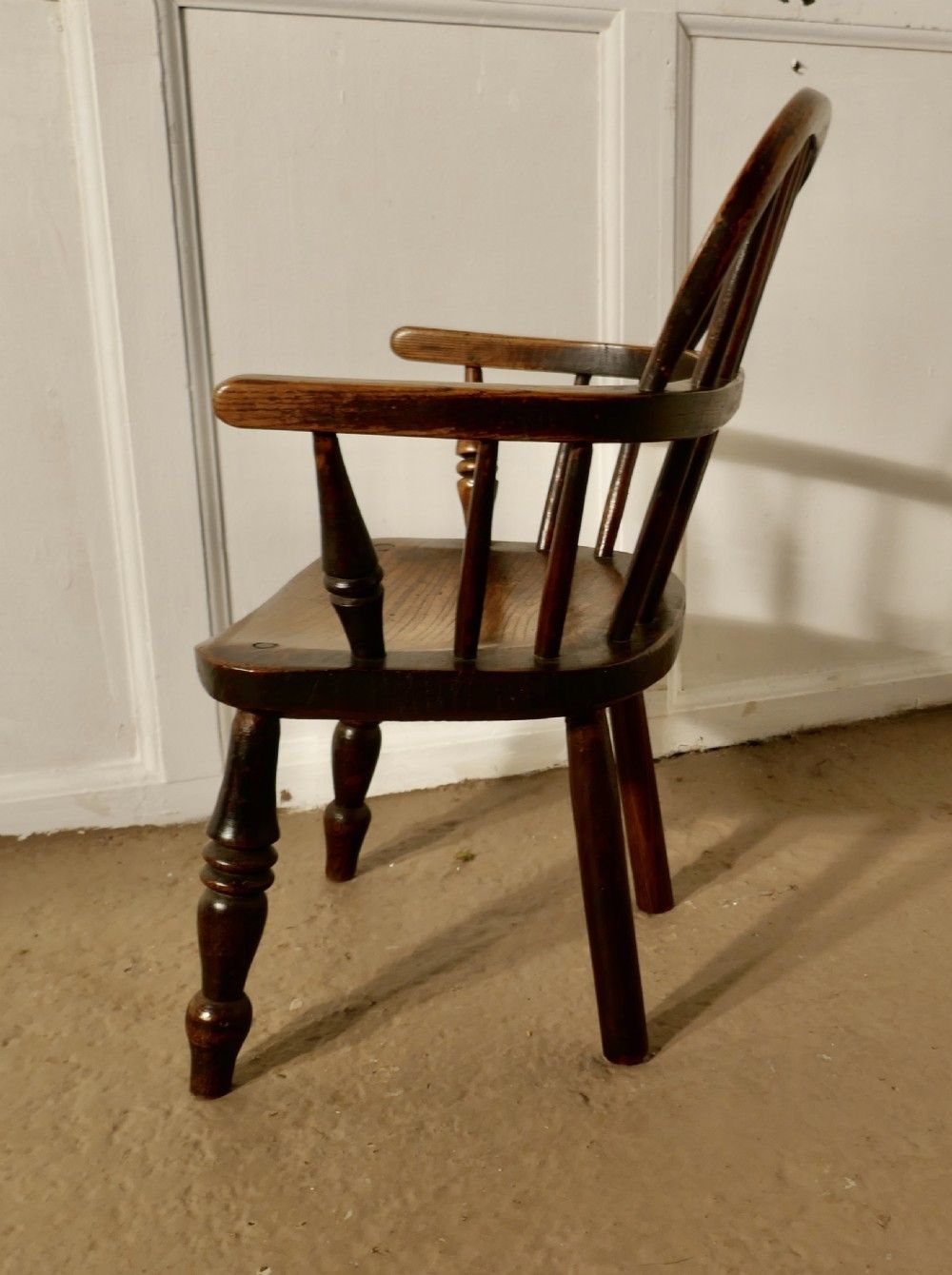 Early 19th Century Beech And Elm Childs Country Carver Chair photo Furniture