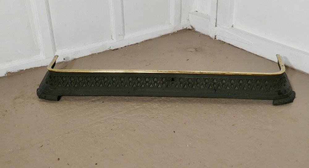 Arts And Crafts Victorian Heavy Brass And Iron Fender photo buy