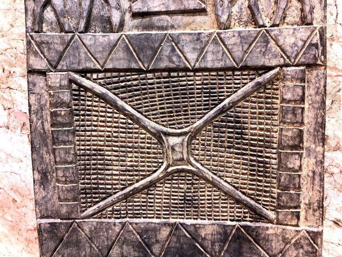 Beautiful African Carved Wood Door photo vintage