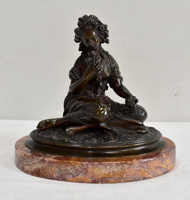 Bronze With Brown Patina Of A "Flower Girl"   Early 20th Century photo Art