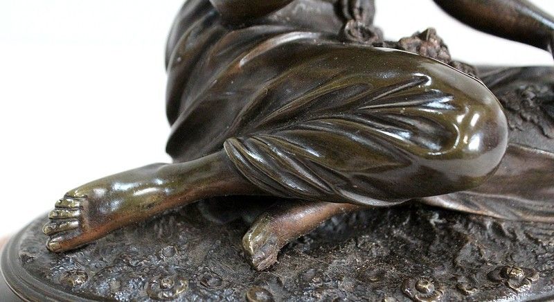 photo furniture Bronze With Brown Patina Of A "Flower Girl"   Early 20th Century