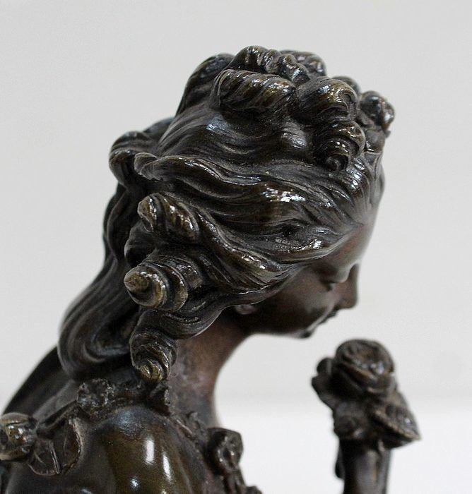 photo buy Bronze With Brown Patina Of A "Flower Girl"   Early 20th Century