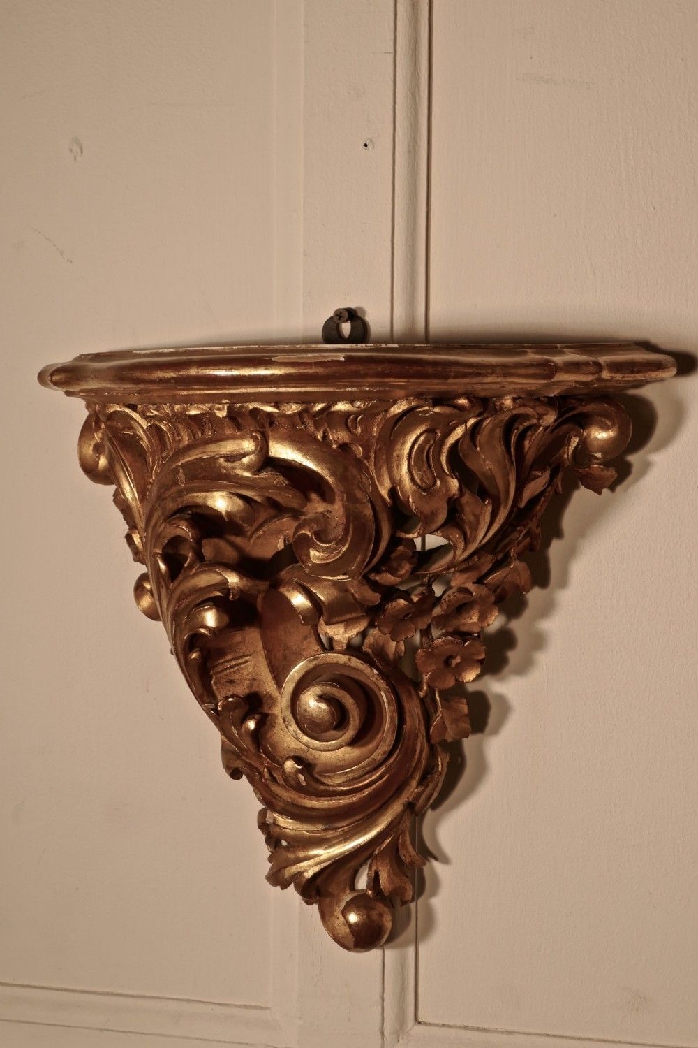 Large 19th Century French Rococo Gilt Console Mirror And Wall Brackets Set photo furniture