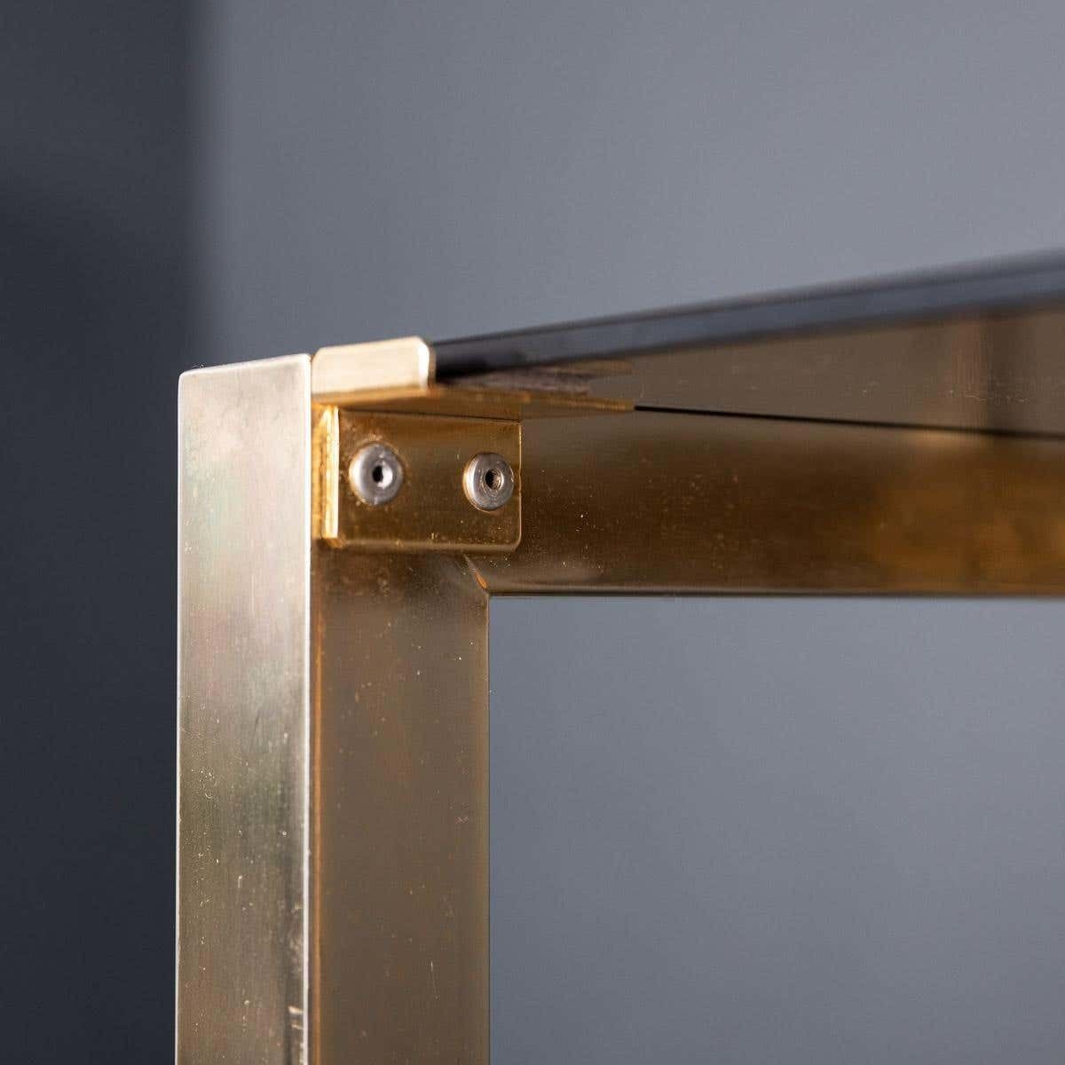 photo vinterior 20th Century Italian Brass & Smokey Glass Etagere Shelves C1970