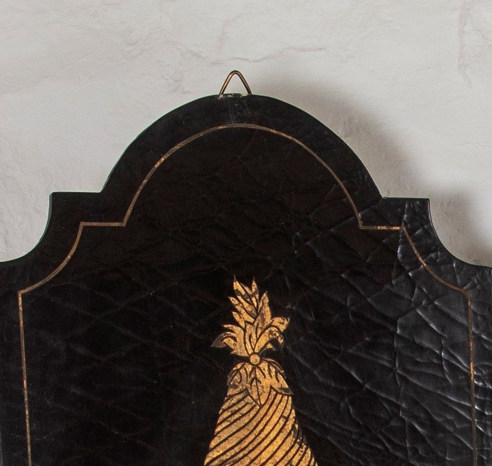 Italian Style Gold Empire Urns On Black Lacquered Panels | Large Wall Art photo 1595.0