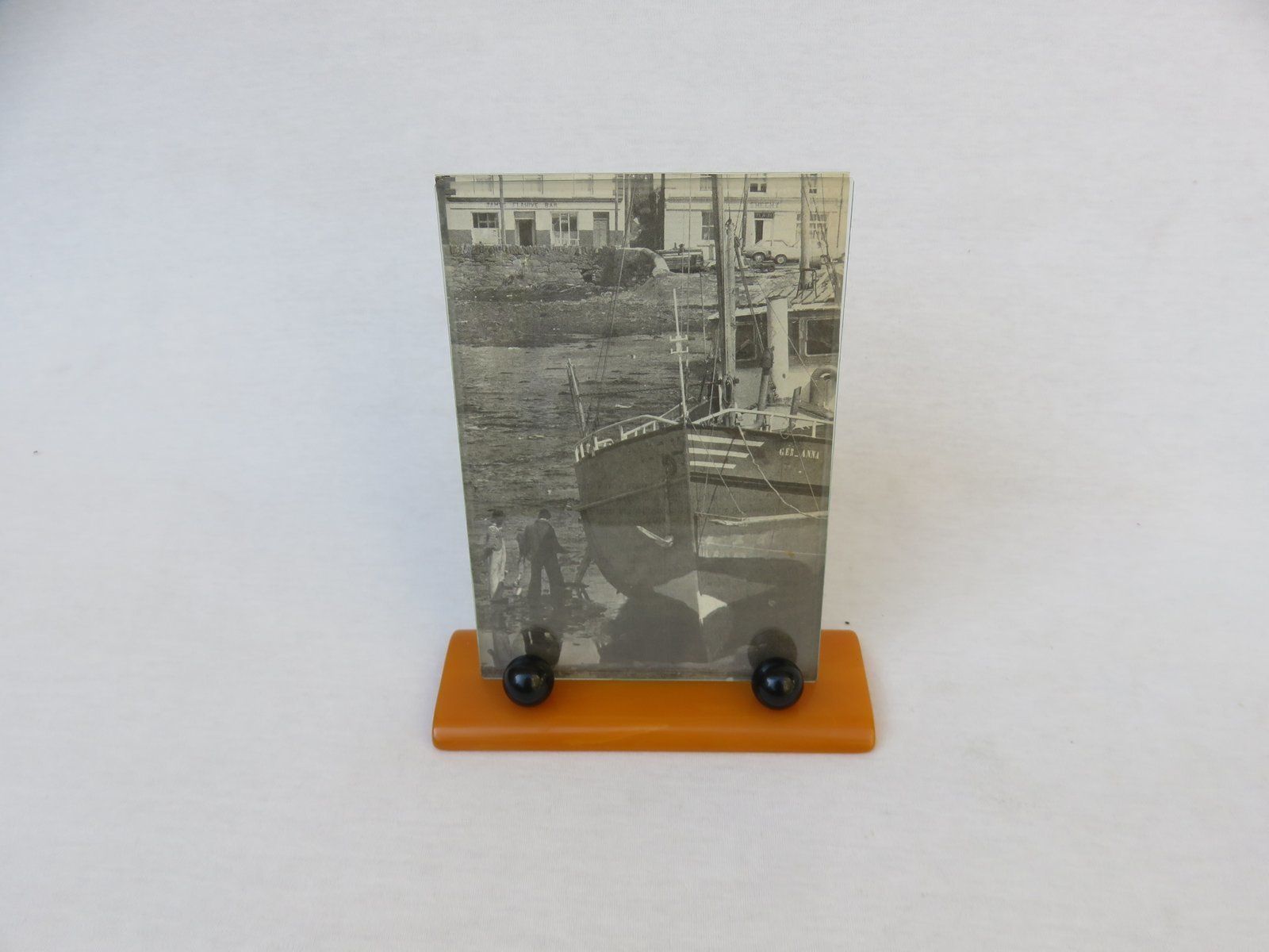 Art Deco English Picture Frames, Catalin Amber, Black, Set Of 3 photo 2373.2