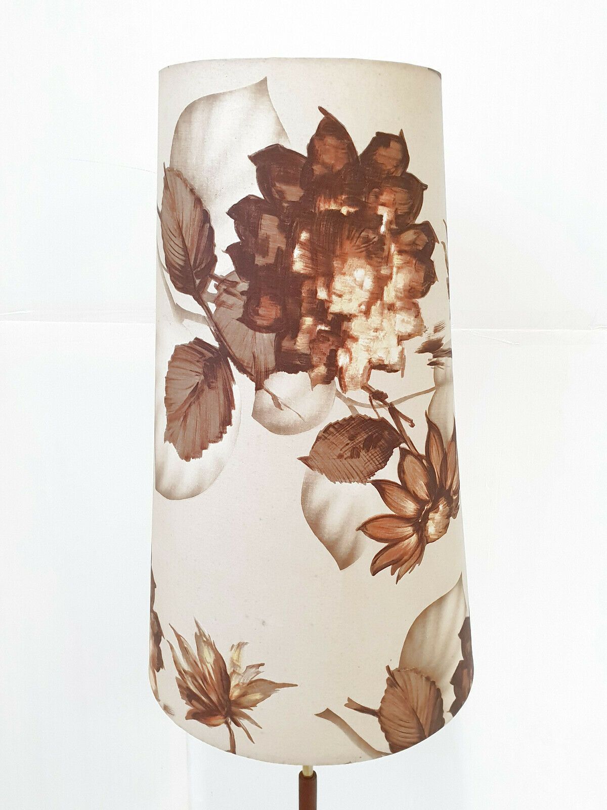 Vintage 1960 Scandinavian Floor Lamp In Teak & Brass 60s 1960s Superb Lamp Shade photo for sale