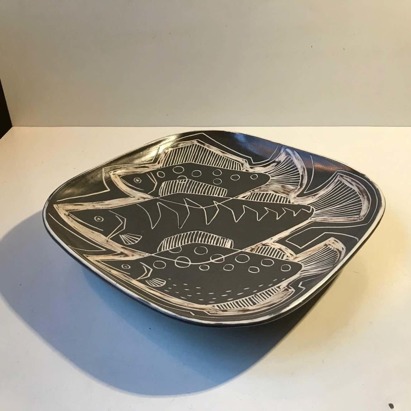 Danish Modernist Ceramic Centerpiece Plate By Eva & Johannes Andersen, 1960s