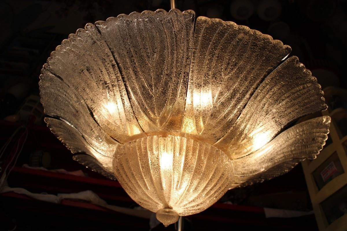 Big Pair Round Murano Ceiling Lamp Italian Design Flowers Dew Glass Gold photo furniture
