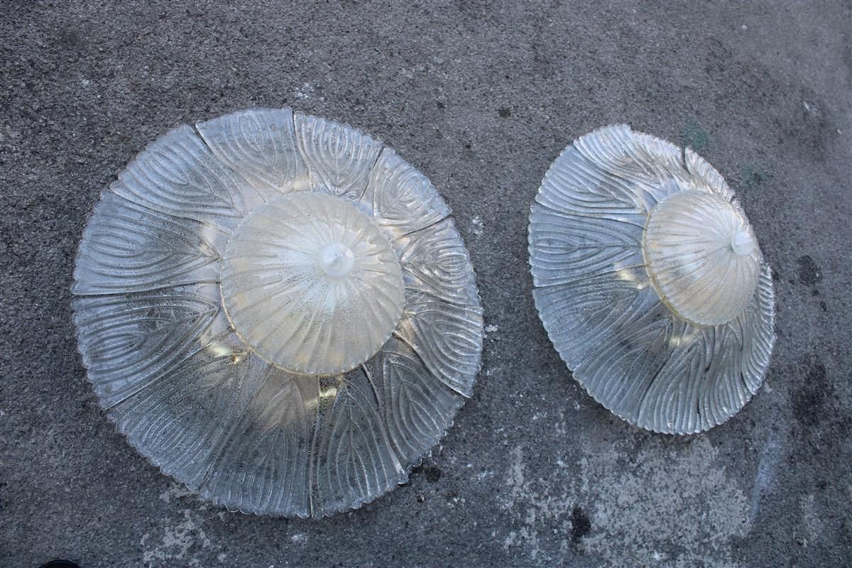 4823.0 Big Pair Round Murano Ceiling Lamp Italian Design Flowers Dew Glass Gold photo