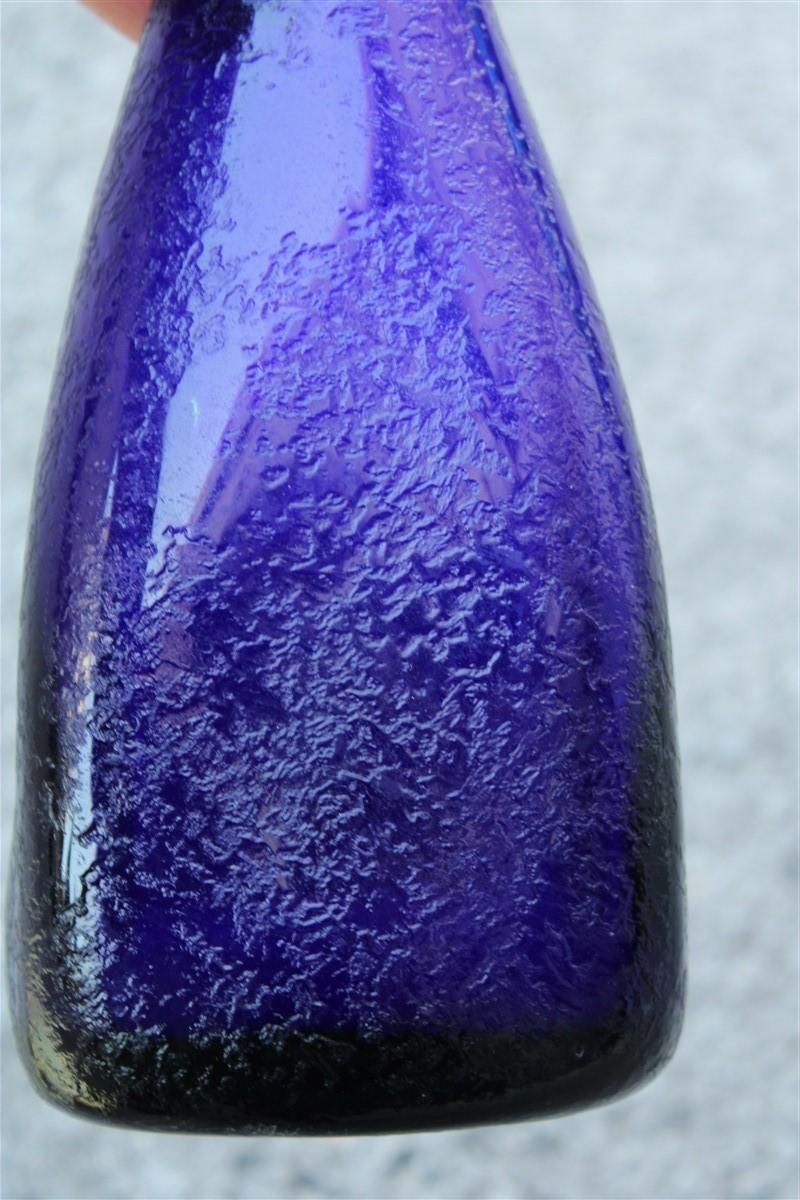 Seguso Corroded Cobalt Blue Vase In The Shape Of A Bottle, 1960s photo 846.0