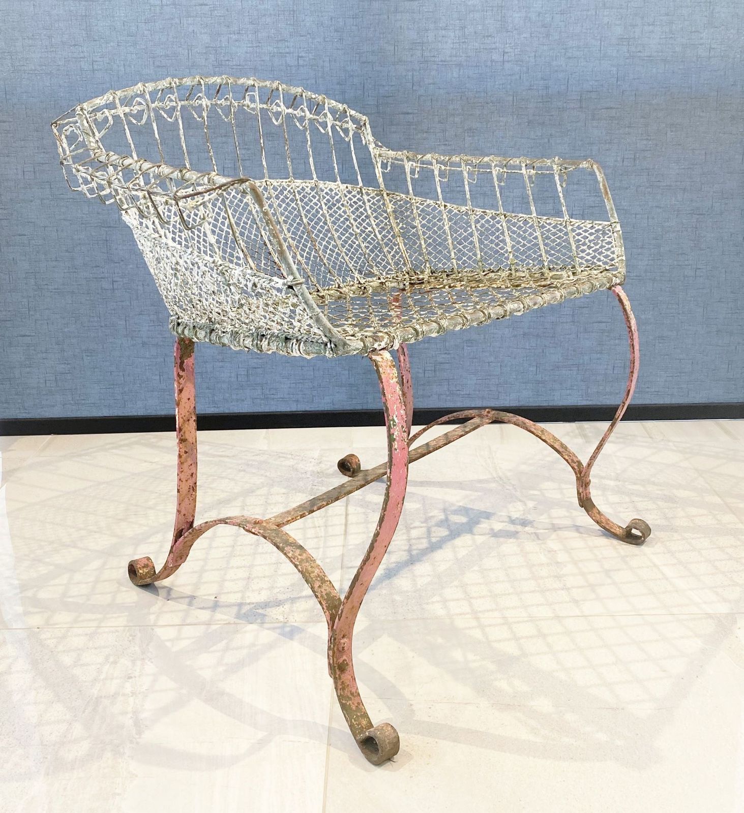 photo buy A Rare 1920s Wirework Garden Seat With Scroll Wrought Iron Feet