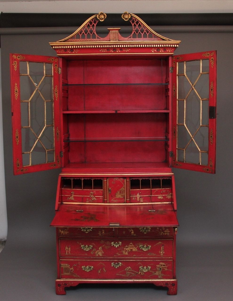 Early 20th Century Chinoiserie Bureau Bookcase photo Furniture