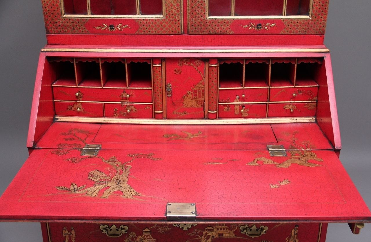 photo for sale Early 20th Century Chinoiserie Bureau Bookcase