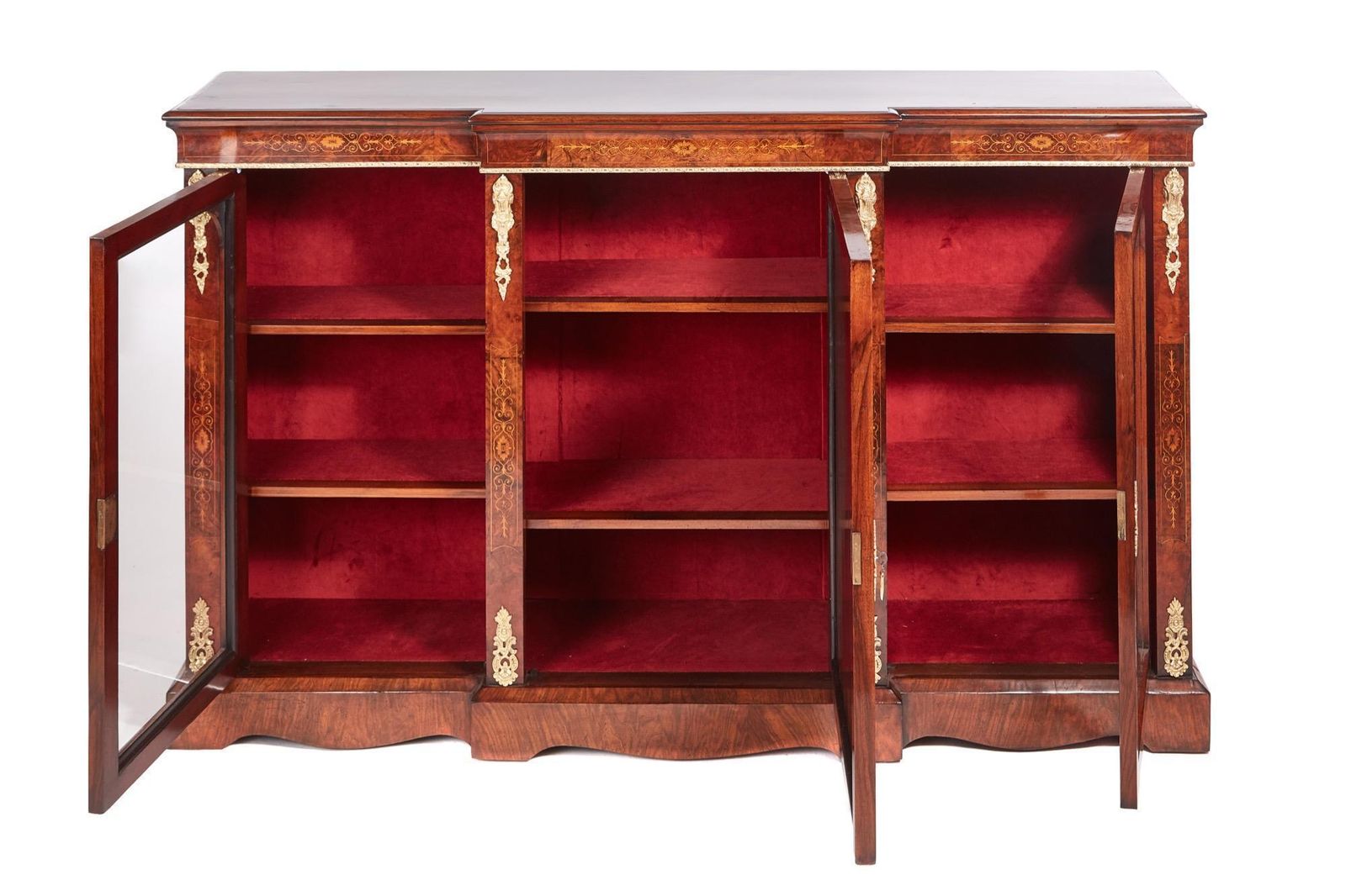 Fine Quality 19th Century Victorian Burr Walnut Inlaid Credenza/Sideboard photo furniture