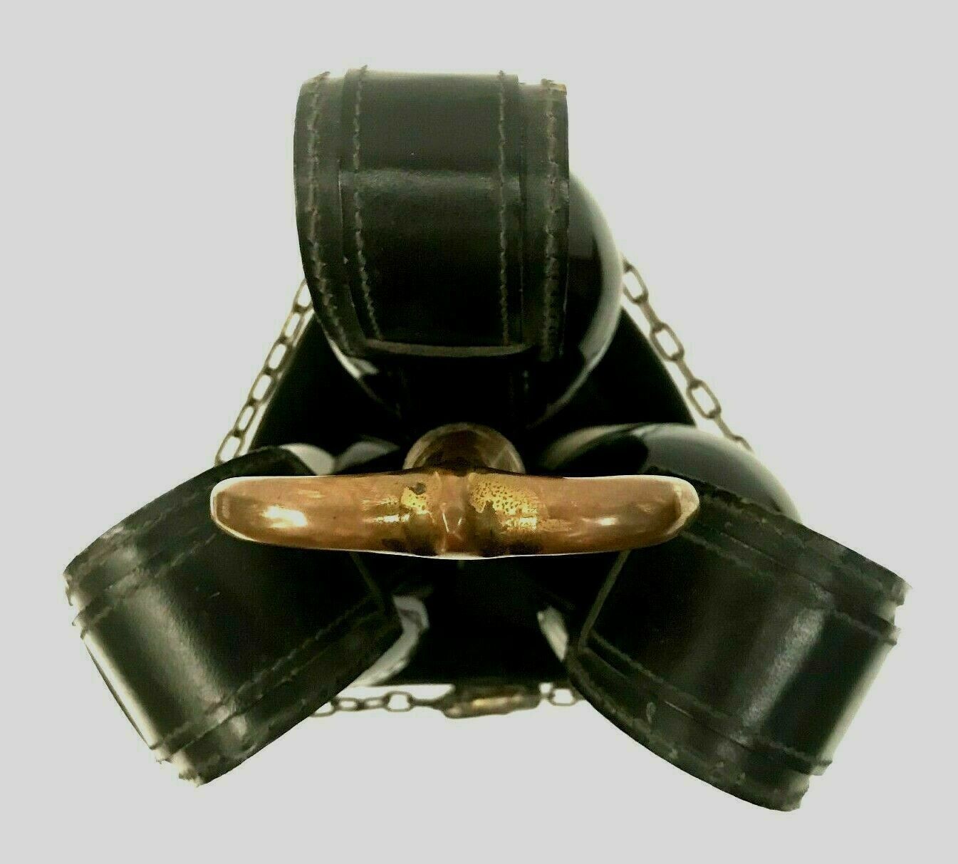 Leather Bottle Holder Twentieth Century Brass Grip Handle photo 314.16